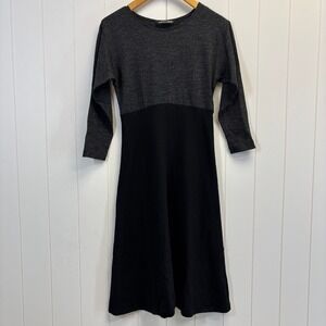 AKIMBO Womens Minimalist Two Tone Wool Jersey Dress Size S Cozy Closet Staple